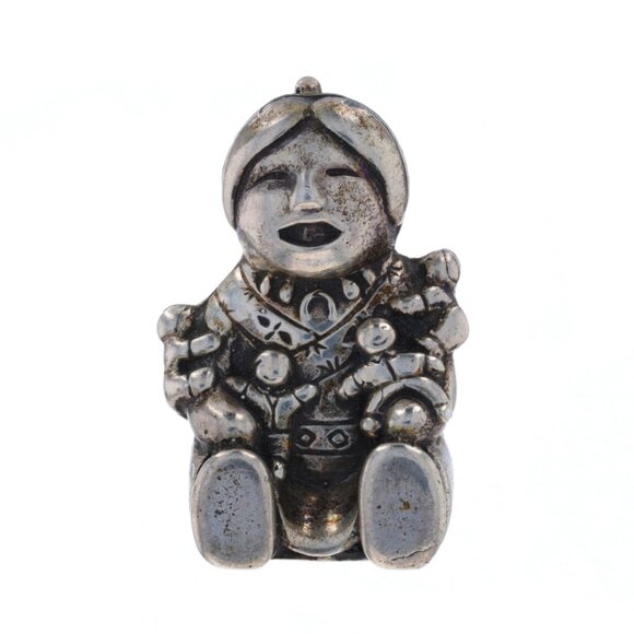Native American Carol Felley Navajo Storyteller Convert Brooch/Pendant 925 Pin - Picture 1 of 4